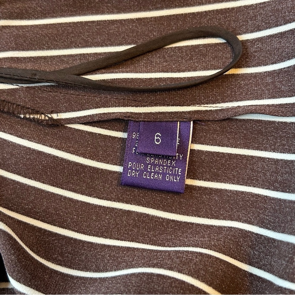 Ralph Lauren Collection Purple Label Brown/ White Pinstriped Silk Pants Sz 6 EUC - Picture 6 of 10